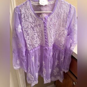 Lavender Embroidered Women's Kurti